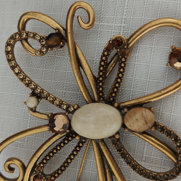 Gem and Rhinestone Chico's Butterfly Brooch - Picture 3 of 4